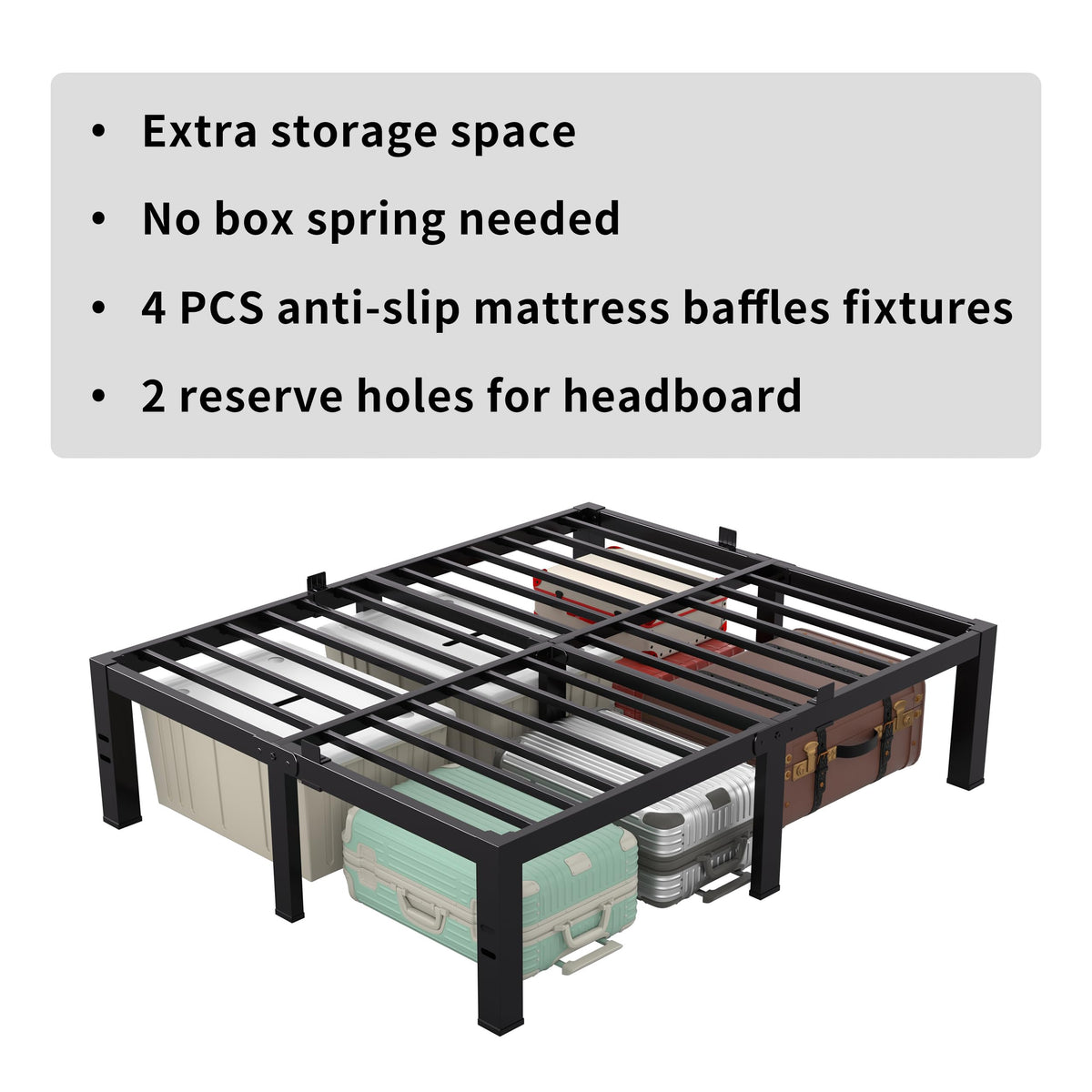 18 Inch King Size Black Metal Bed Frame Z4511