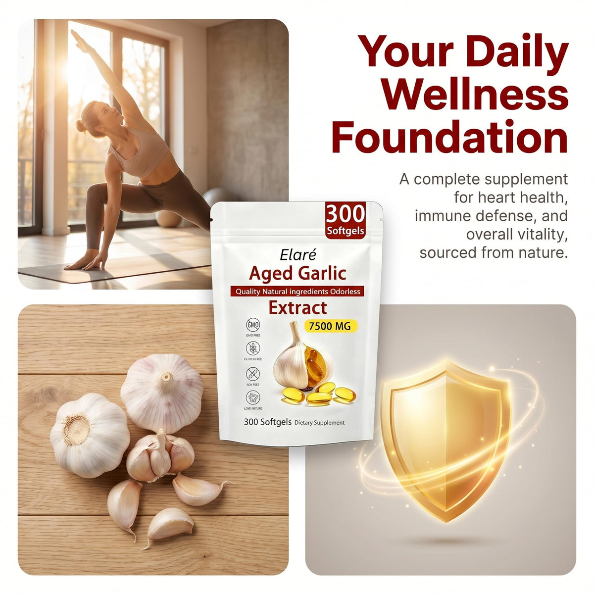 Odorless Organic Garlic Extract Capsules 300 Softgels Z7489