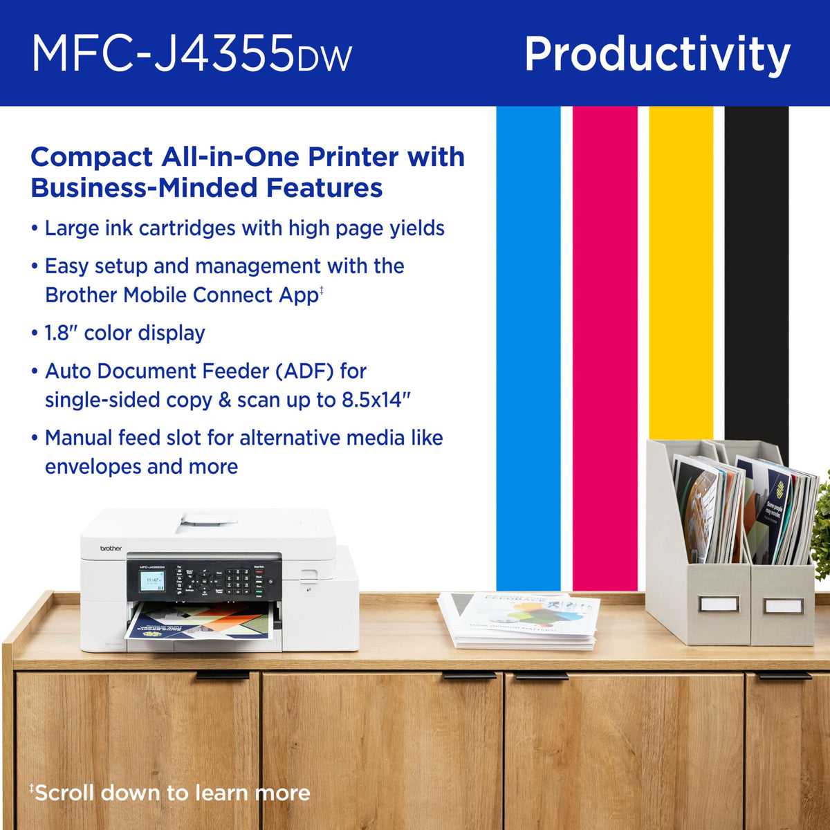 Wireless Color Inkjet All-in-One Printer with Color Display and Manual Feed Slot V552752