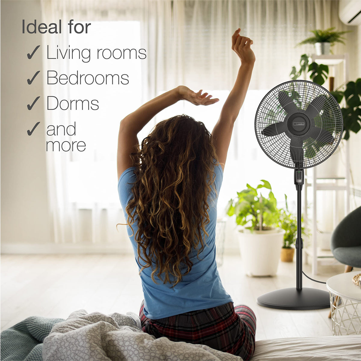 Oscillating Pedestal Fan, Adjustable Height, Remote Control, 4 Speeds, 18", Black R759