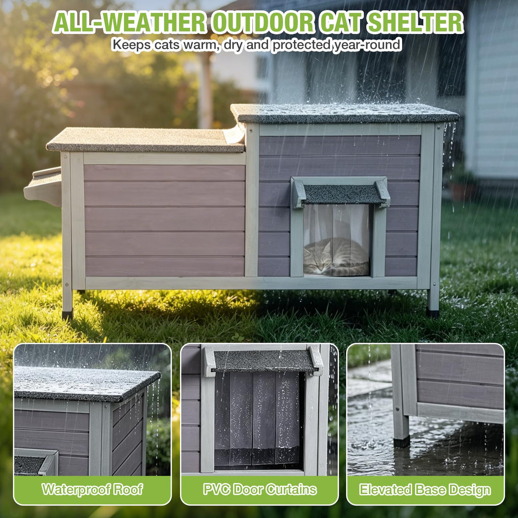 Large Heated Outdoor Cat House with Insulated Liner P2319