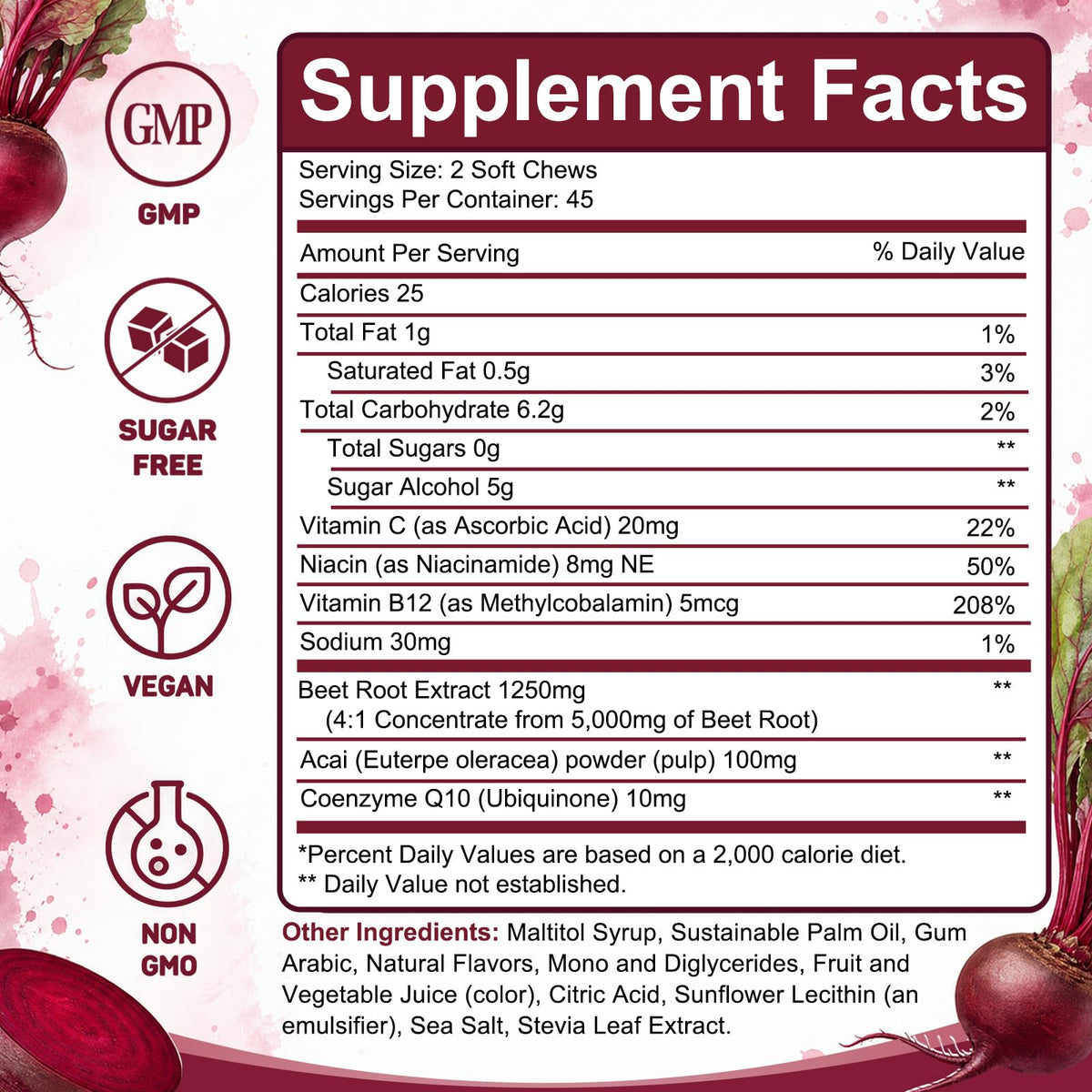 Beet Root Chews with CoQ10, Mixed Berry, 90 Ct X5022