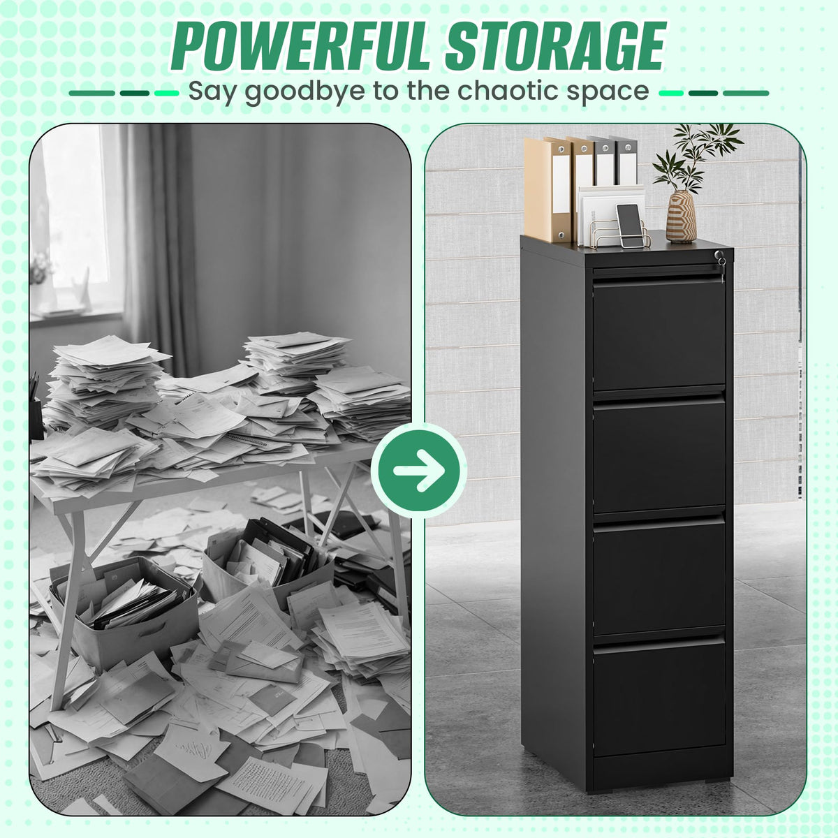 4 Drawer Metal File Cabinet with Lock I5021