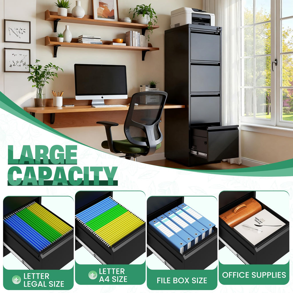 4 Drawer Metal File Cabinet with Lock I5021