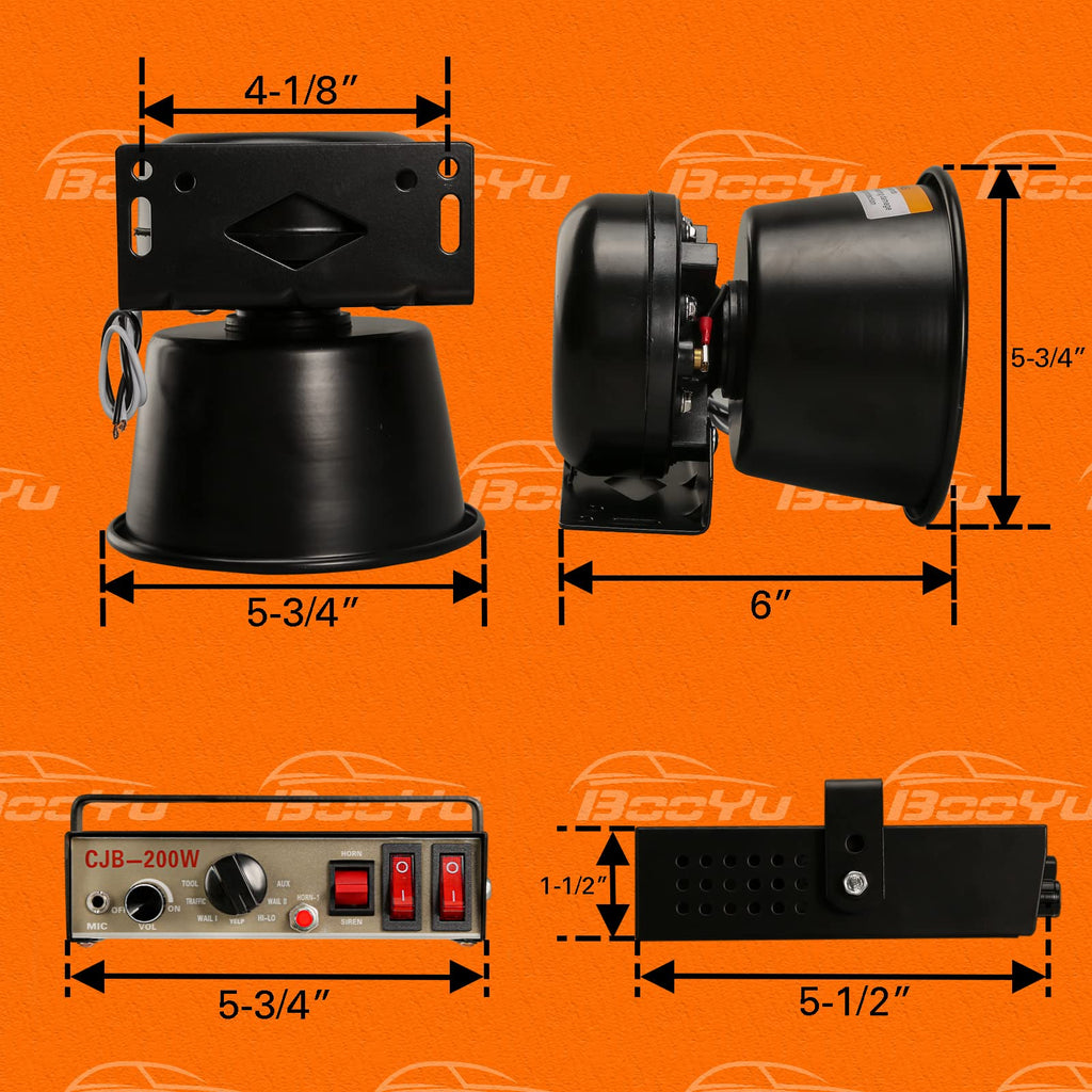 12V 200W Emergency Siren PA System with Handheld Microphone M609004