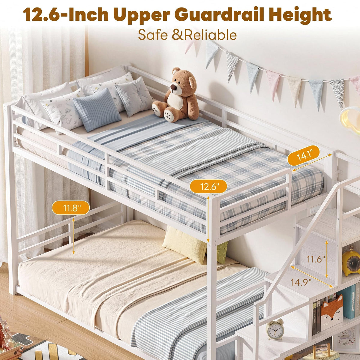Twin Over Twin Bunk Bed with Stairs J609382