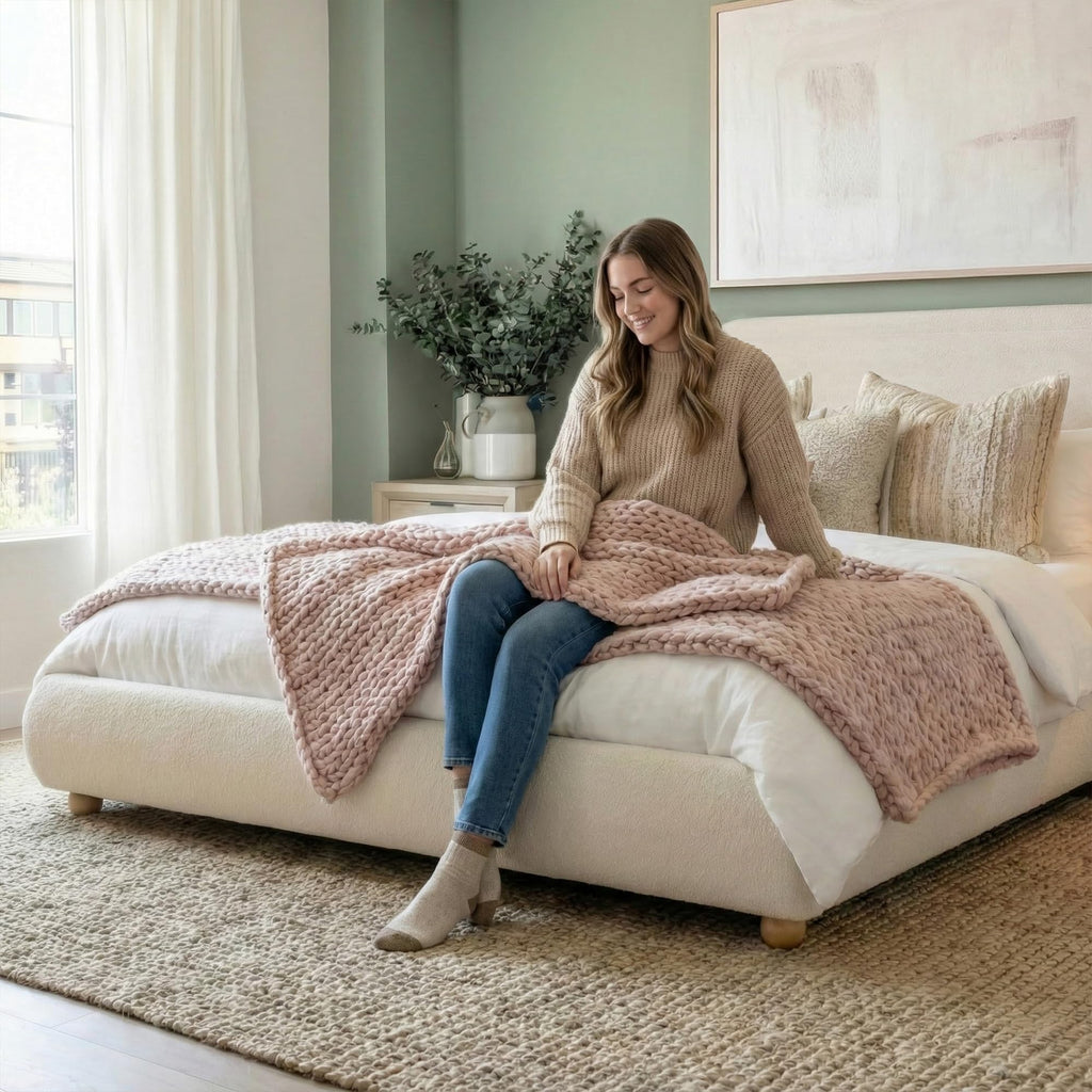 Queen Size Bed Frame with Headboard Beige I9386