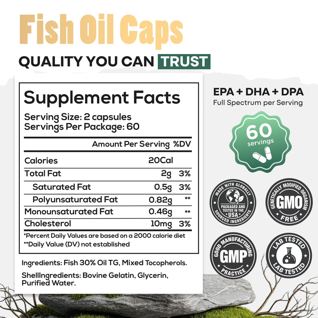Fish Oil Omega 3 Supplements 120 Capsules R58892