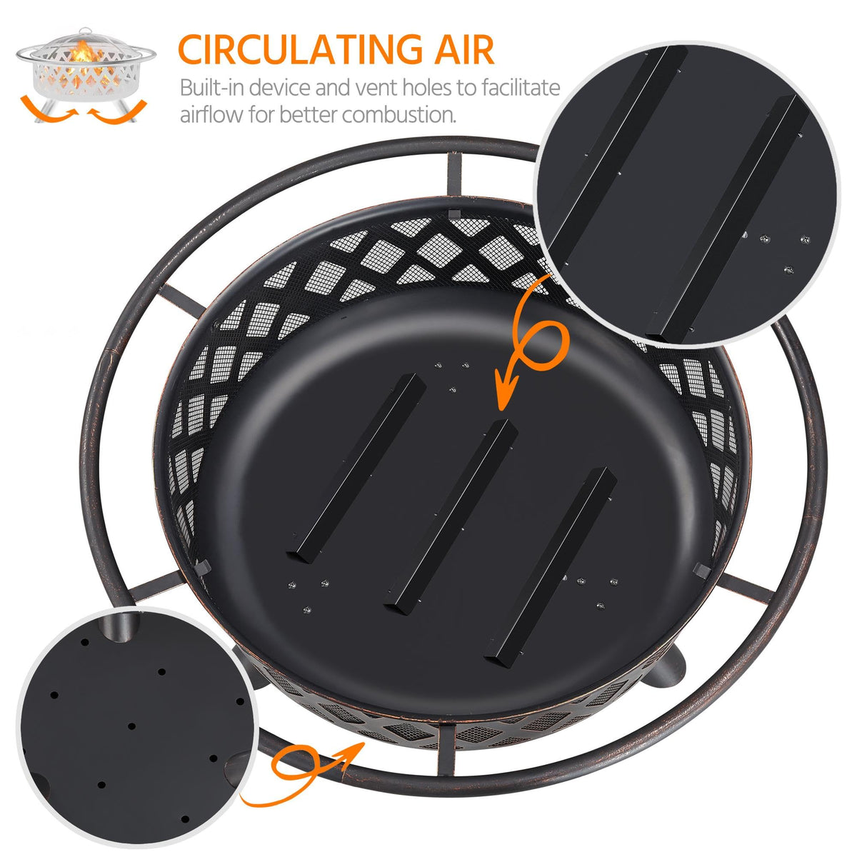36in Wood Burning Fire Pit with Spark Screen A353