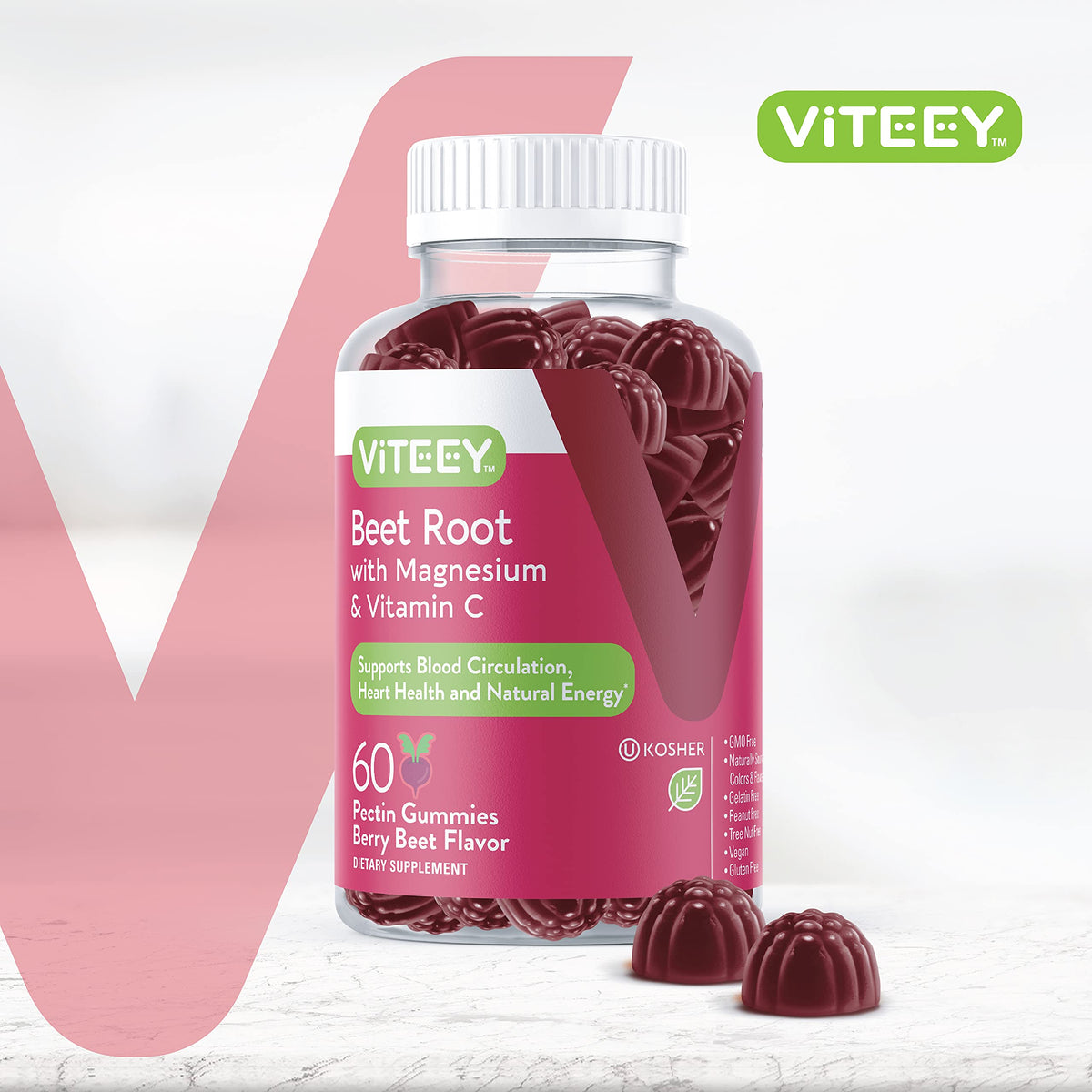 Beet Root Gummies with Magnesium & Vitamin C J20671