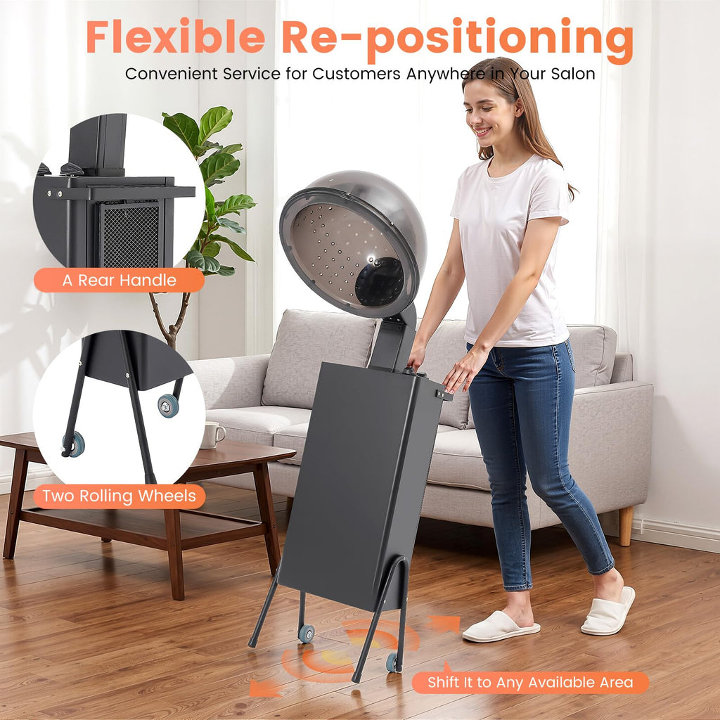 1200W Freestanding Hooded Hair Dryer with Wheels M313