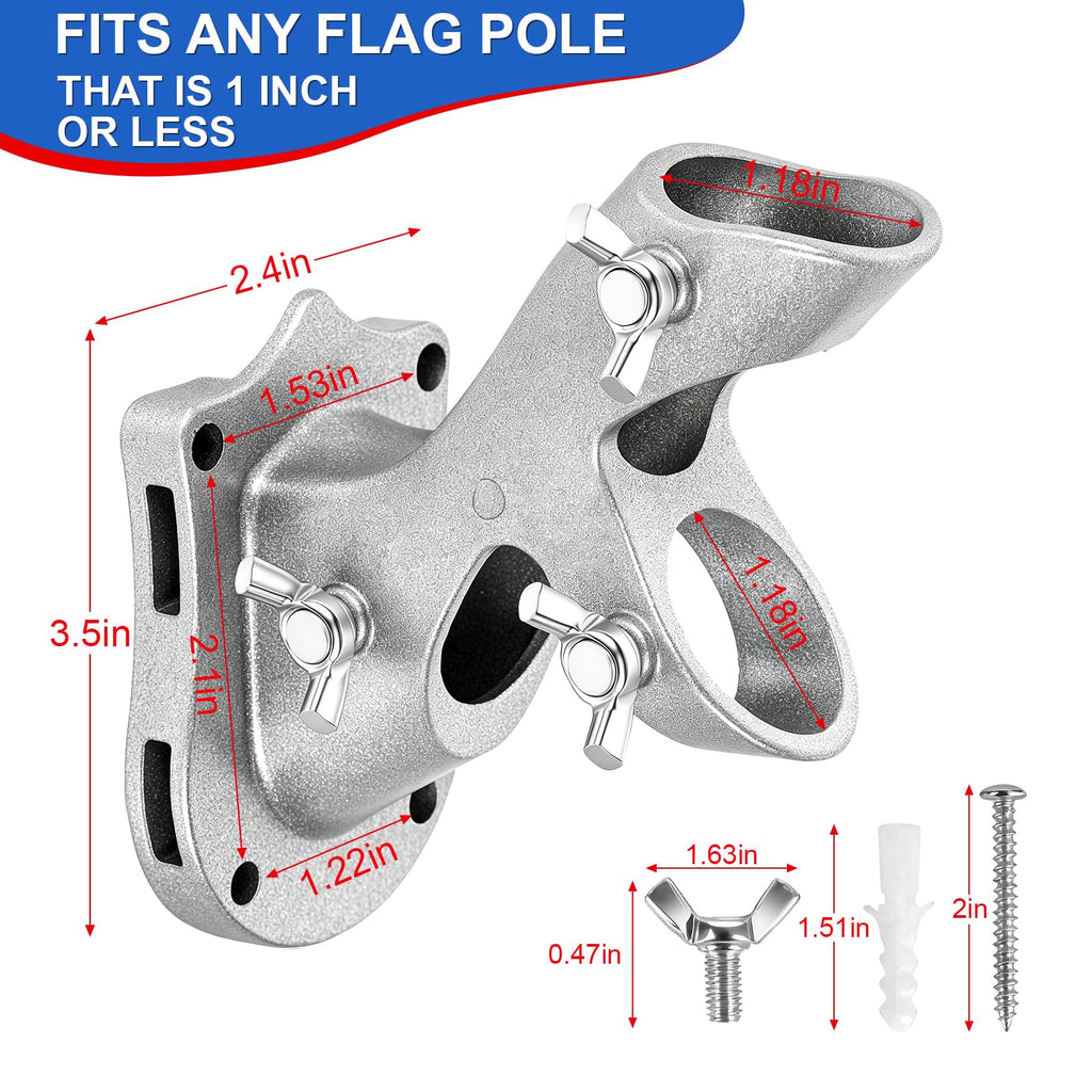 Heavy Duty Aluminum Rustproof Flag Pole Holder Wall Mount 2Pack D4739