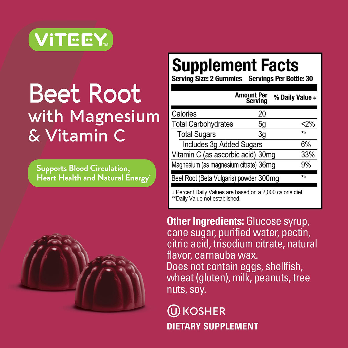 Beet Root Gummies with Magnesium & Vitamin C J20671