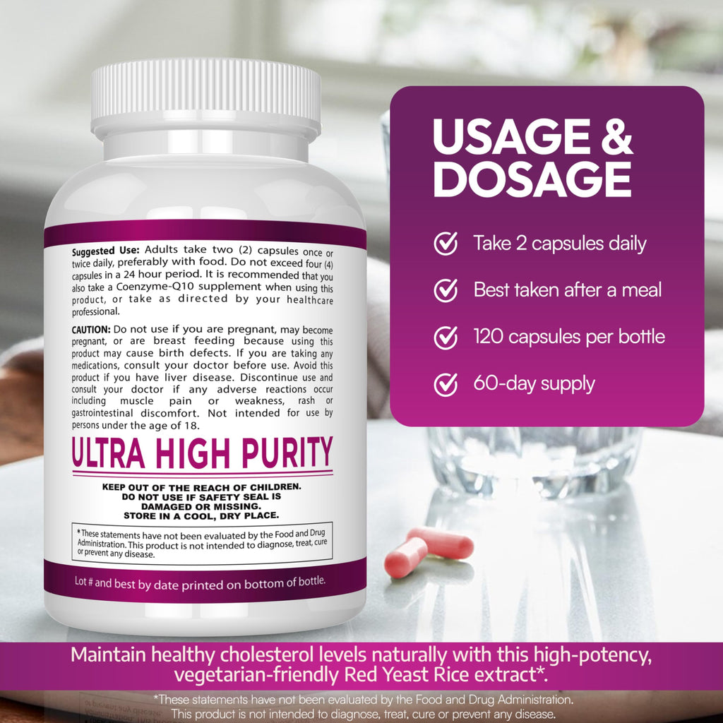 Red Yeast Rice Extract 1200 MG Vegetarian 120 Capsules I492199