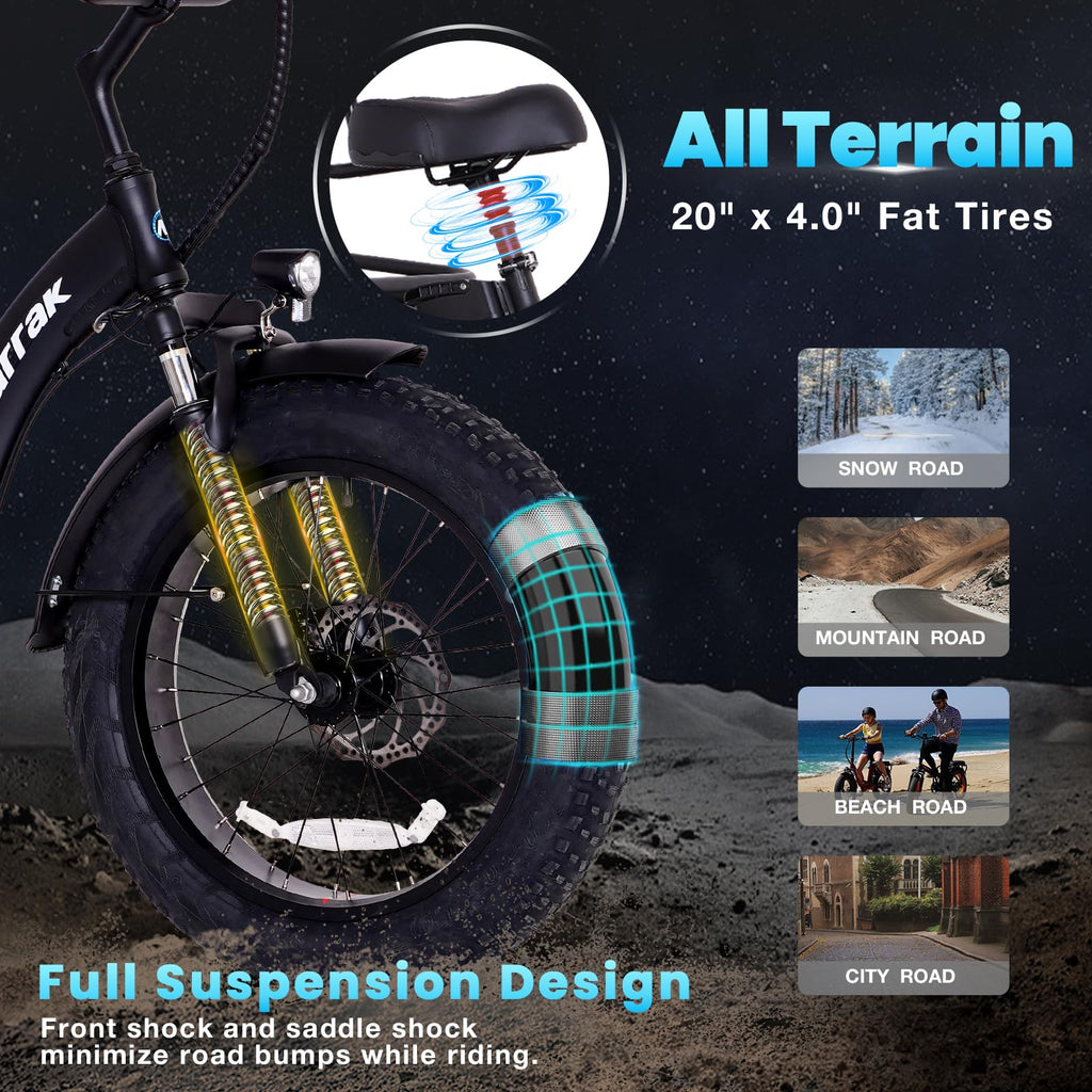 Electric Tricycle for Adults, 750W, 48V13Ah, 20"x4.0" Folding Fat Tire 3 Wheel Electric Trike Q495408