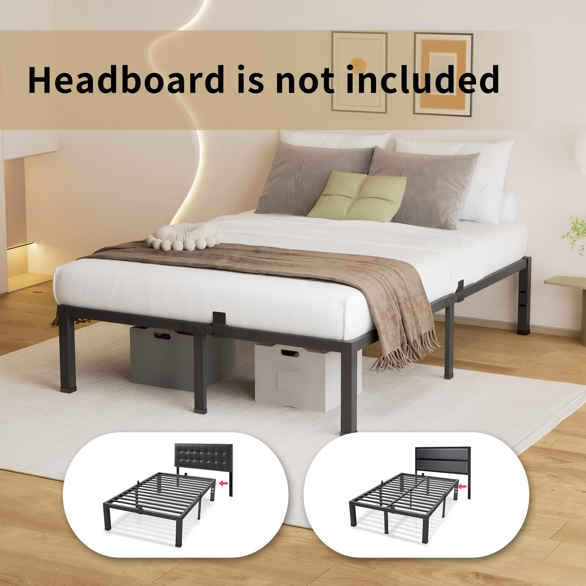 18 Inch King Size Black Metal Bed Frame Z4511