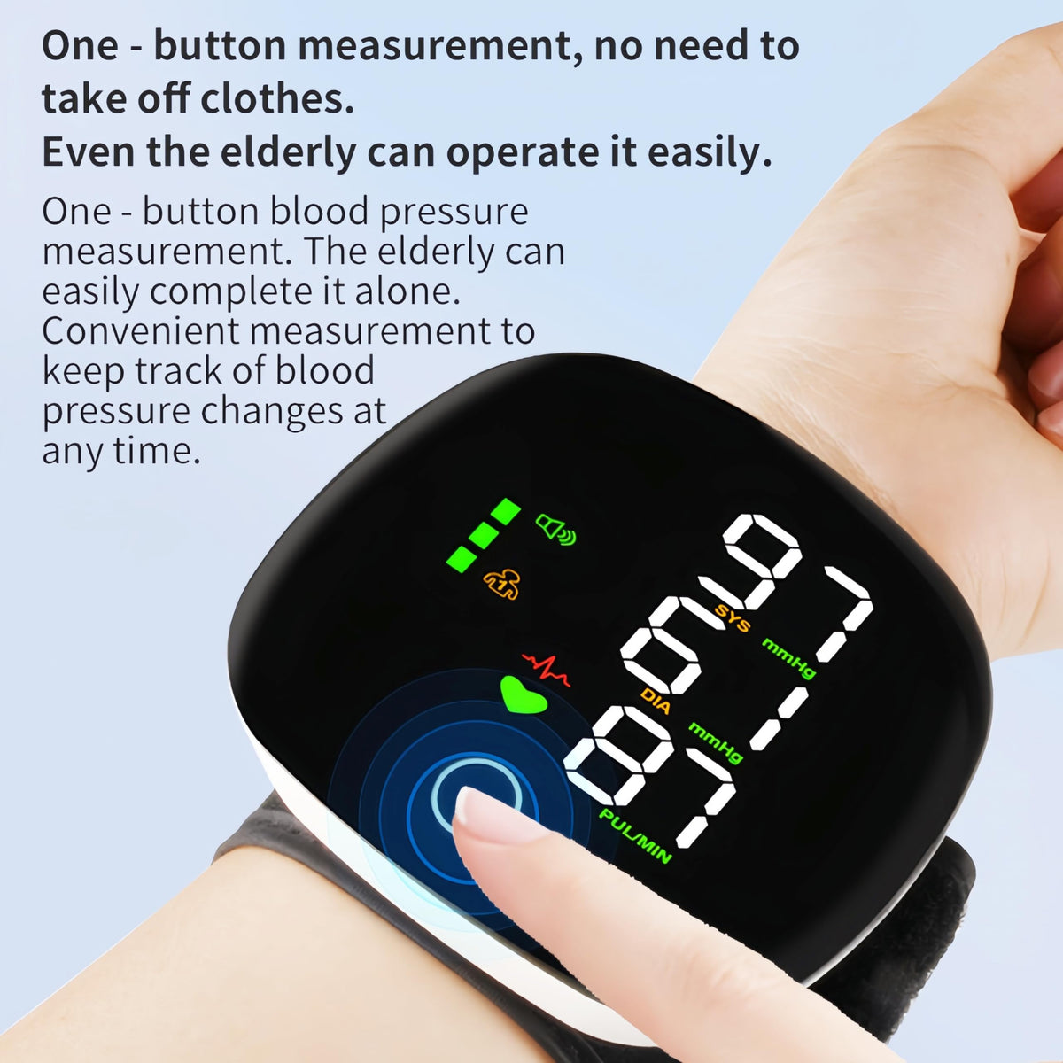 Wrist Blood Pressure Monitor with LCD Display and Voice Guide Y817