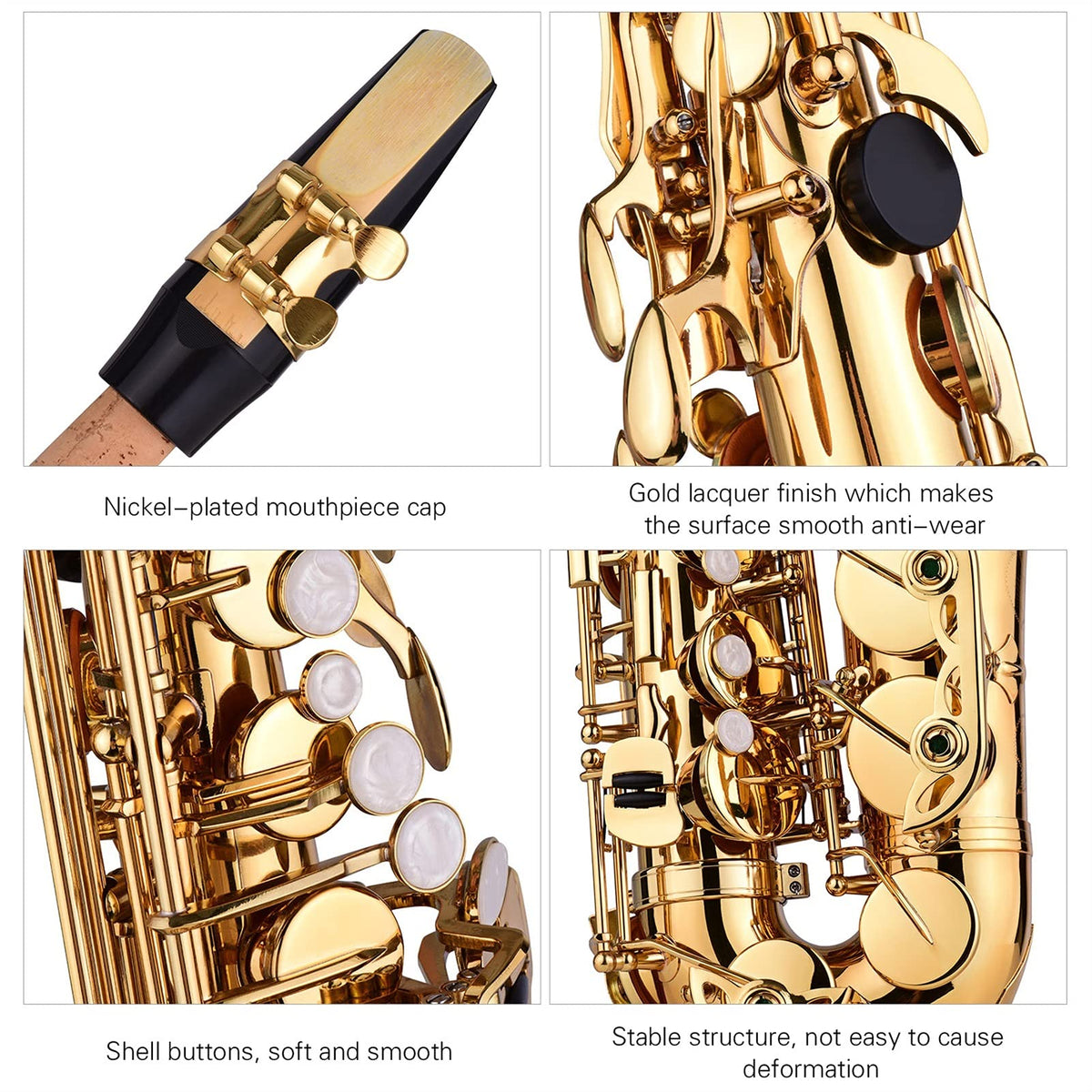 E Flat Alto Saxophone Brass Gold Lacquer V541