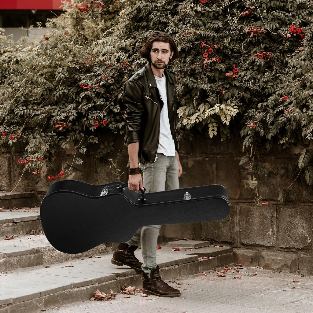 41 Inch Acoustic Guitar Hard Case with Lock Latch, Black J7114