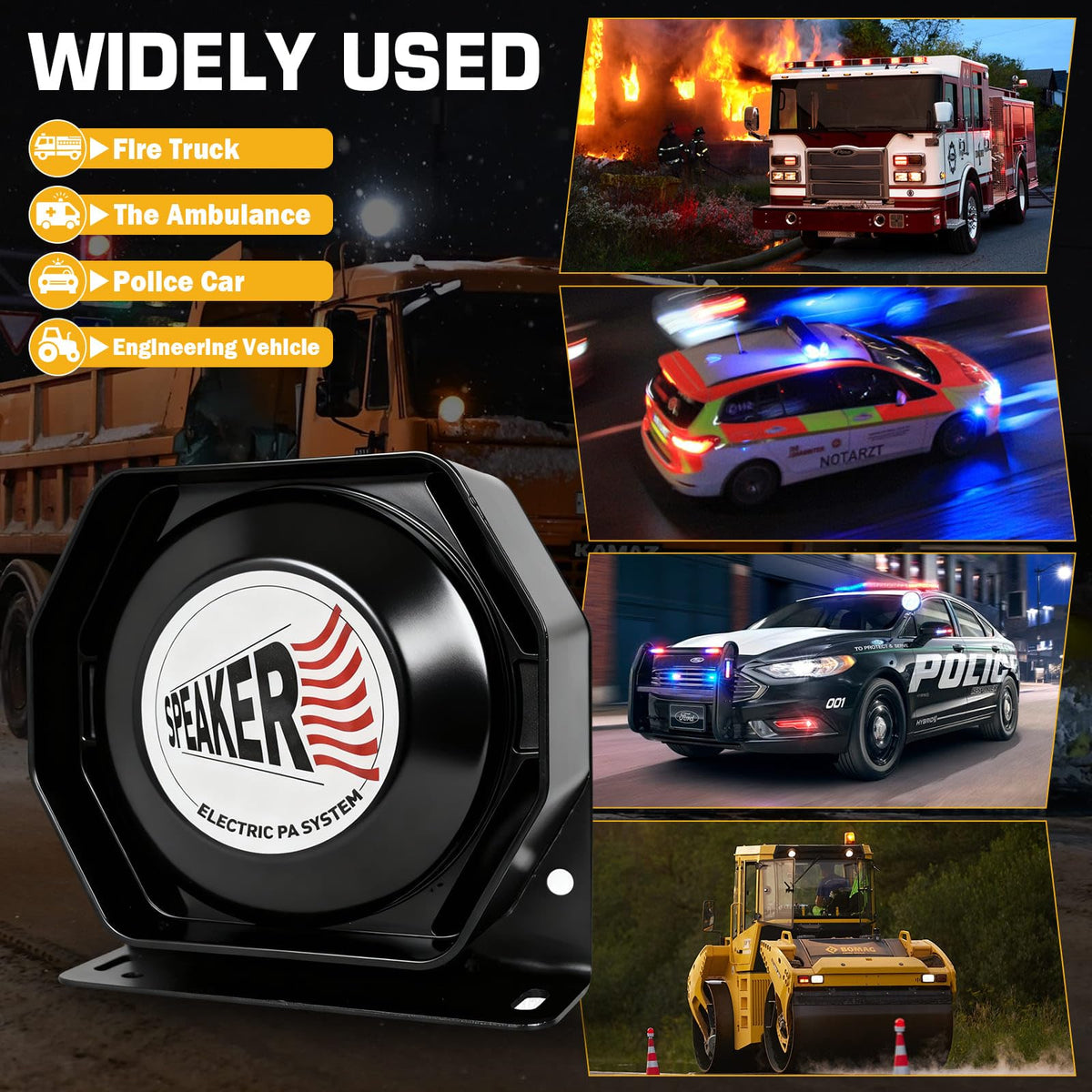 200W Multi-Tone Emergency Car Siren Speaker PA System Kit Z250