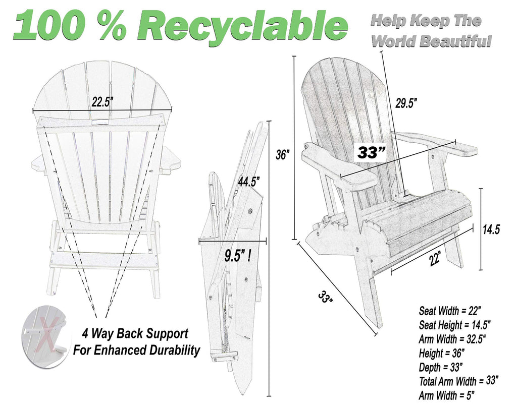 King Size Folding Adirondack Chair G1590
