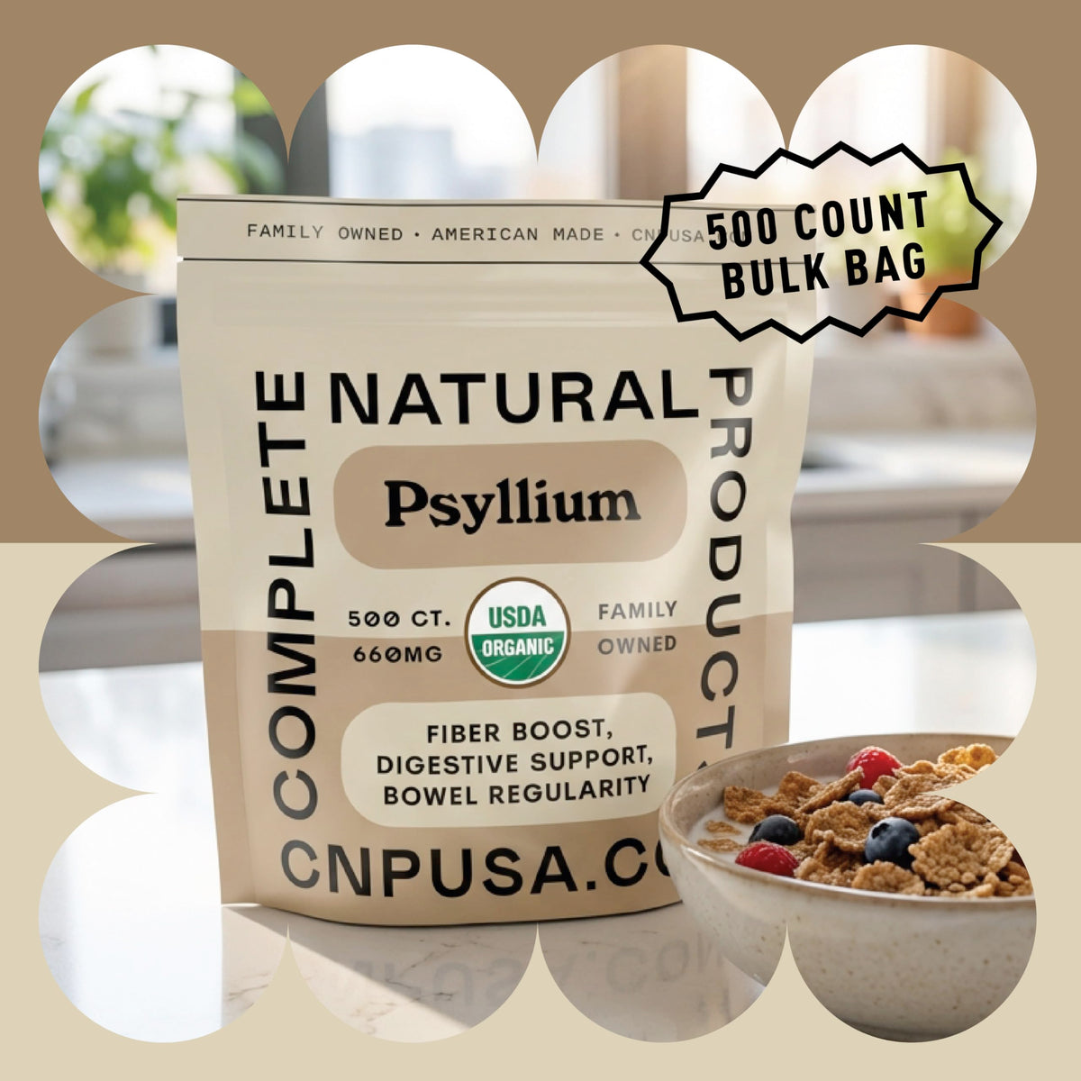 Organic Psyllium Husk Capsules 660mg 500ct Y72887