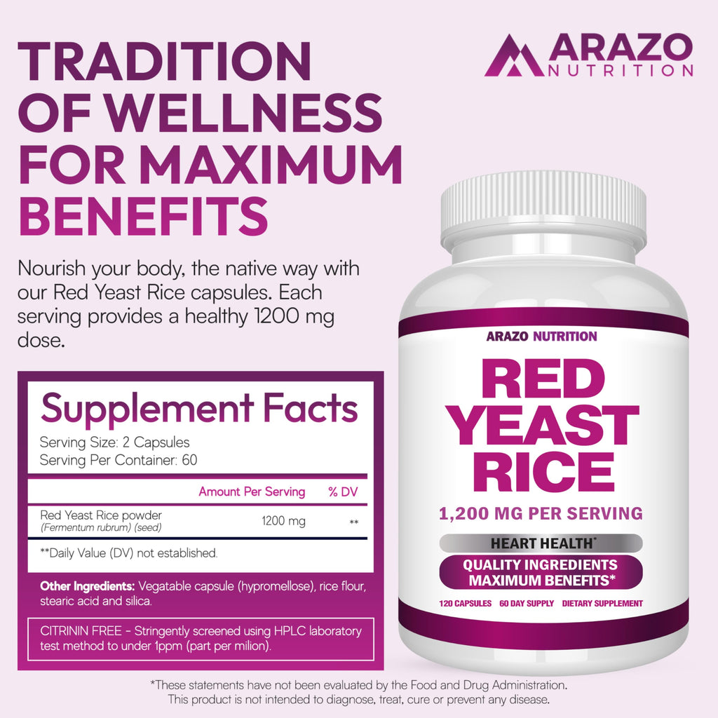Red Yeast Rice Extract 1200 MG Vegetarian 120 Capsules I492199