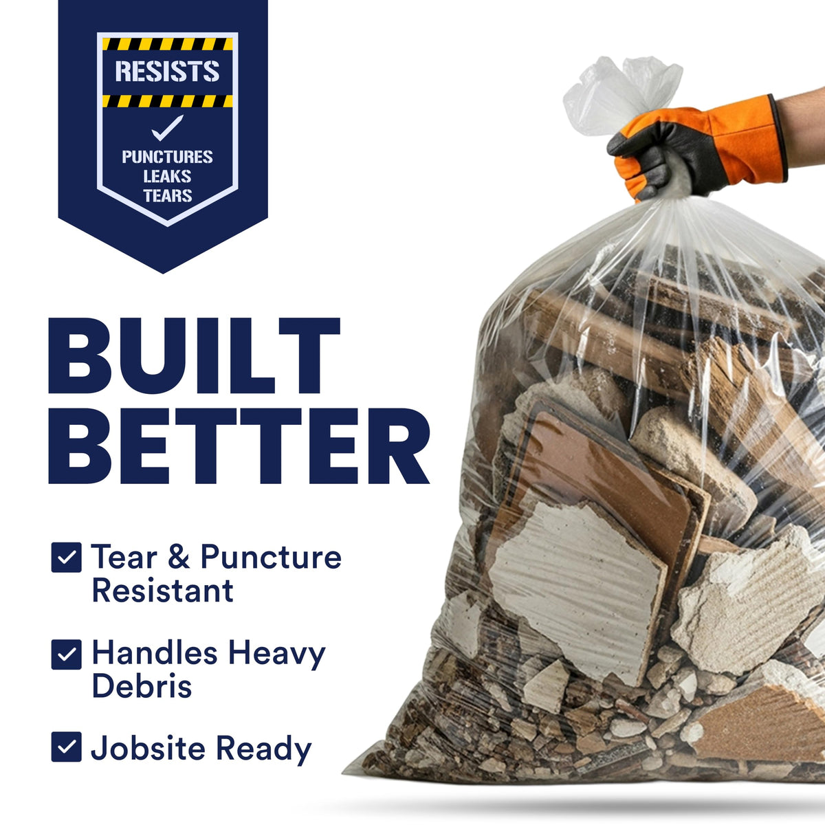 42 Gallon Clear Heavy Duty Trash Bags 4.0 Mil 50 Case S2787