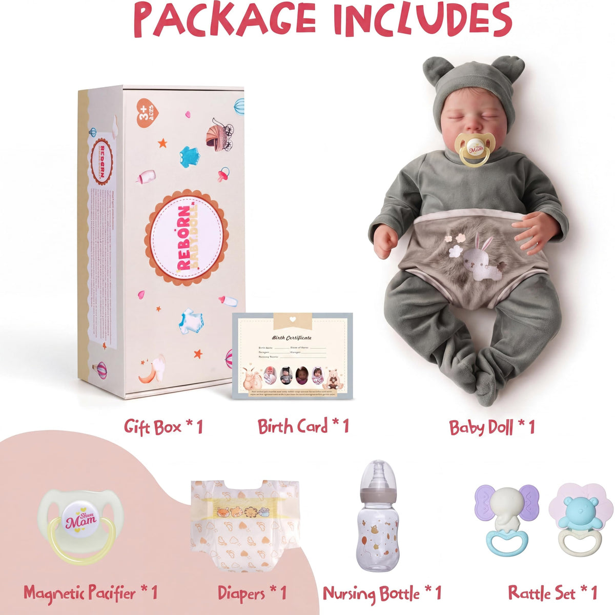 20 Inch Realistic Newborn Baby Doll with Poseable Body M4691