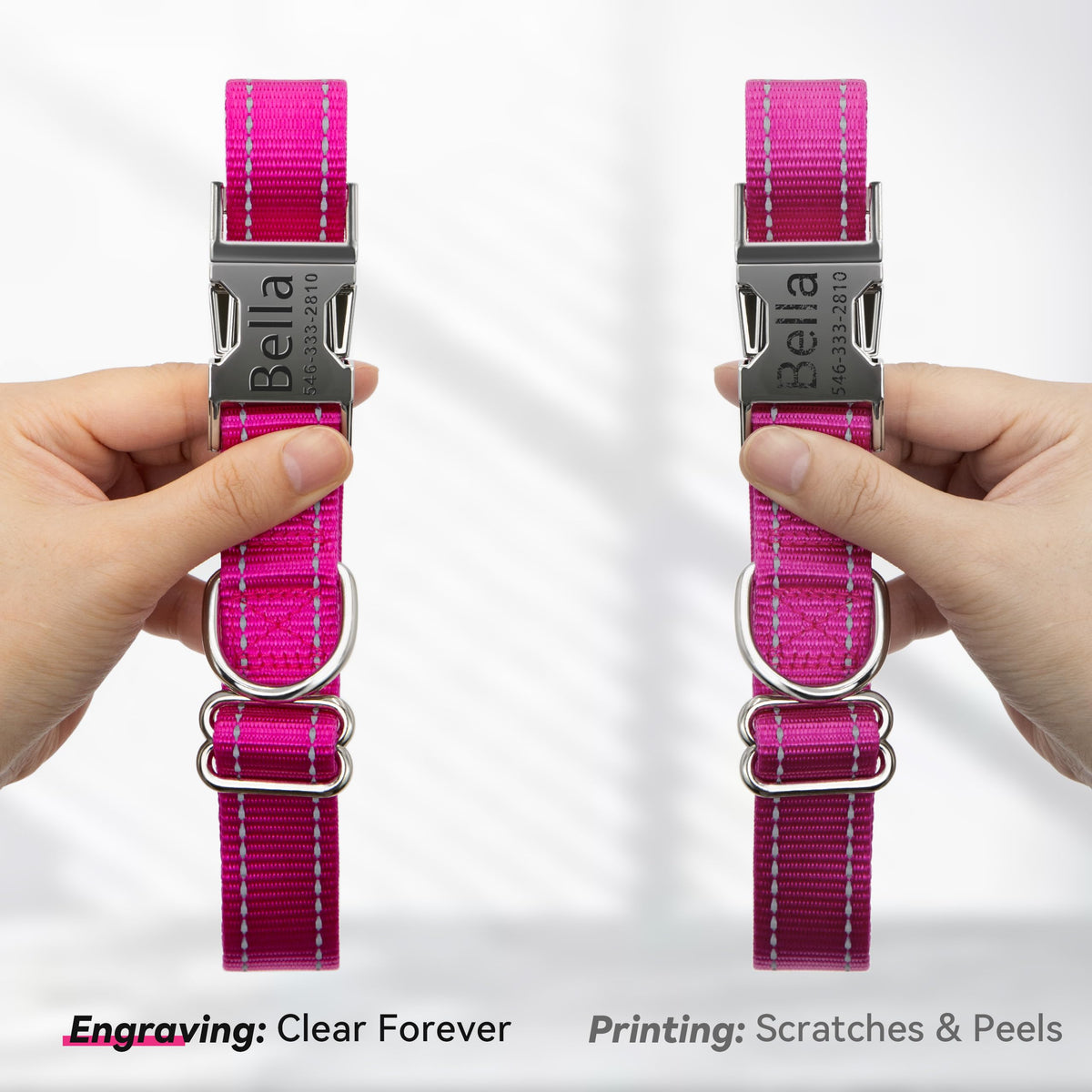 Reflective Dog Collar with Engraved ID Tag V750687
