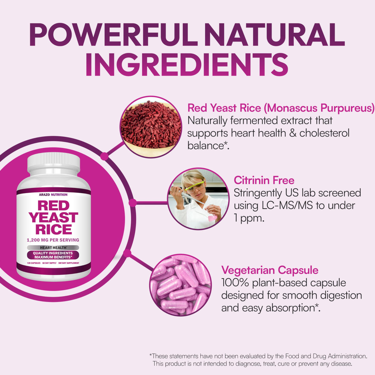 Red Yeast Rice Extract 1200 MG Vegetarian 120 Capsules I492199