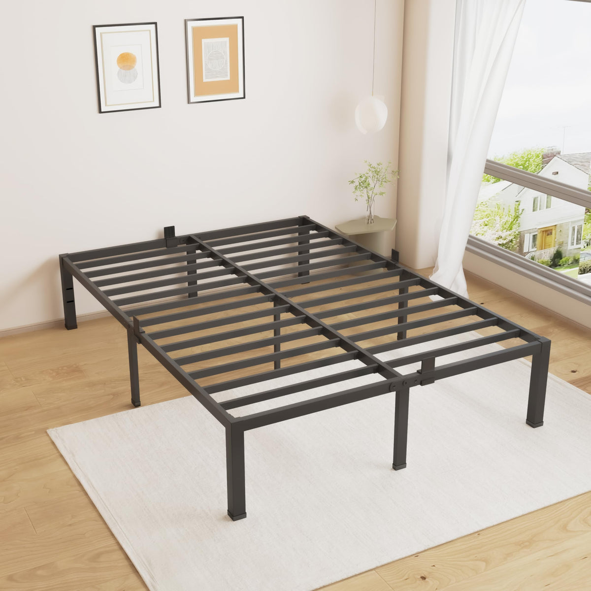 18 Inch King Size Black Metal Bed Frame Z4511