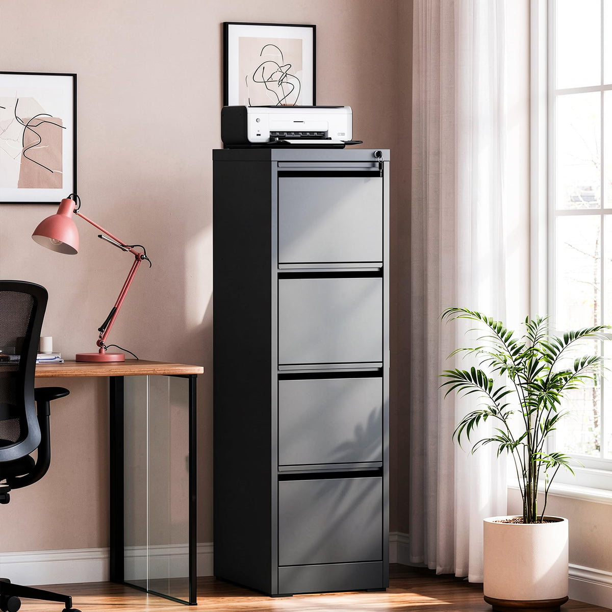 4 Drawer Metal File Cabinet with Lock I5021