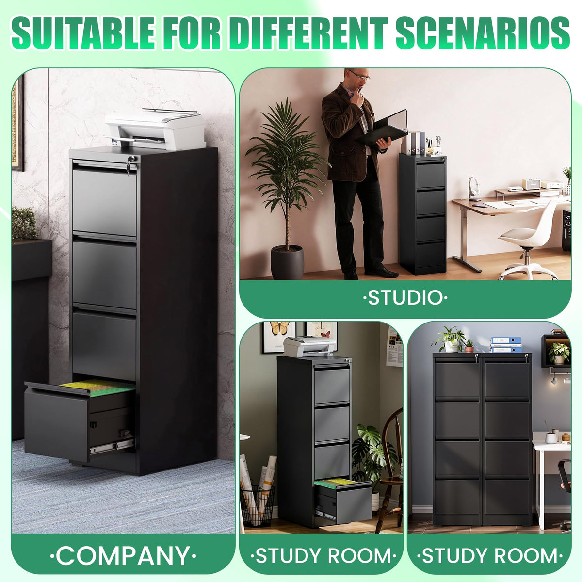 4 Drawer Metal File Cabinet with Lock I5021