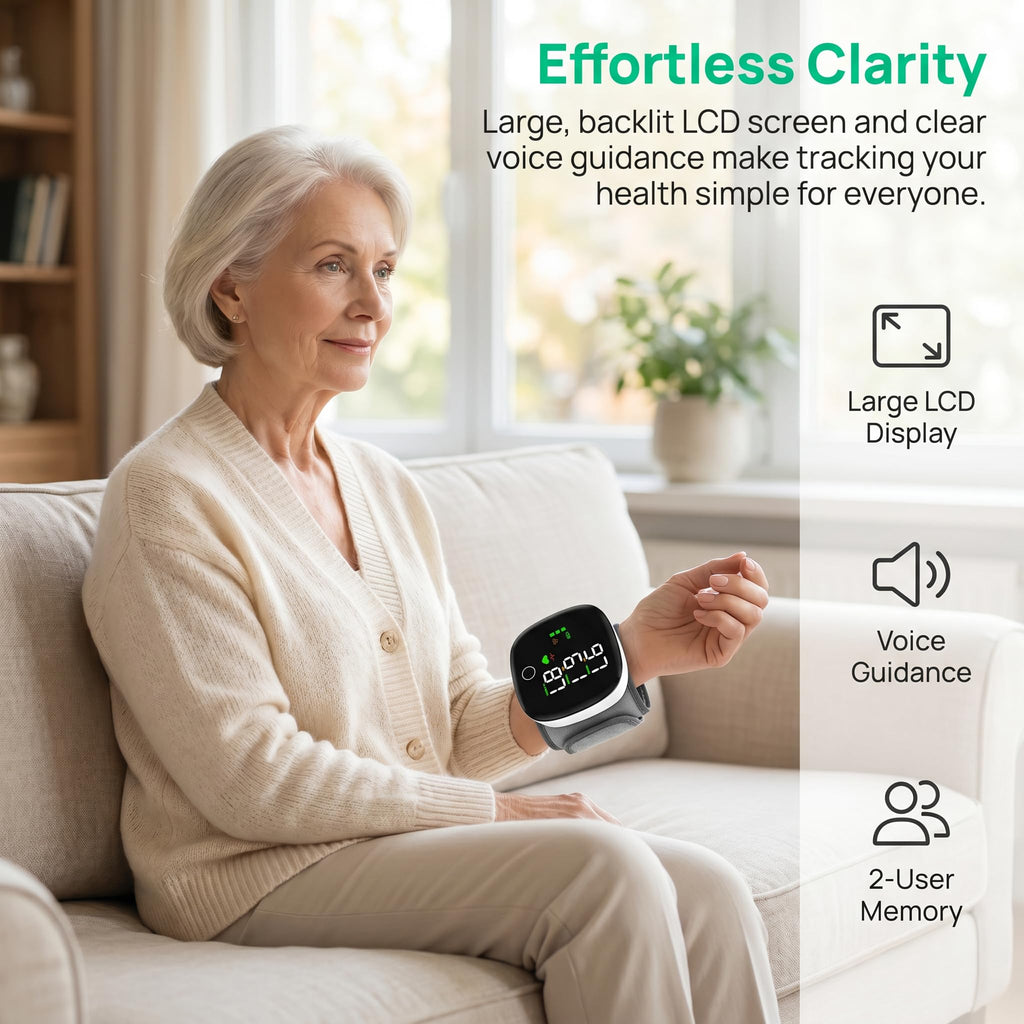 Wrist Blood Pressure Monitor with LCD Display and Voice Guide Y817