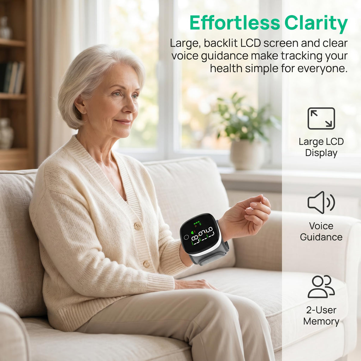 Wrist Blood Pressure Monitor with LCD Display and Voice Guide Y817