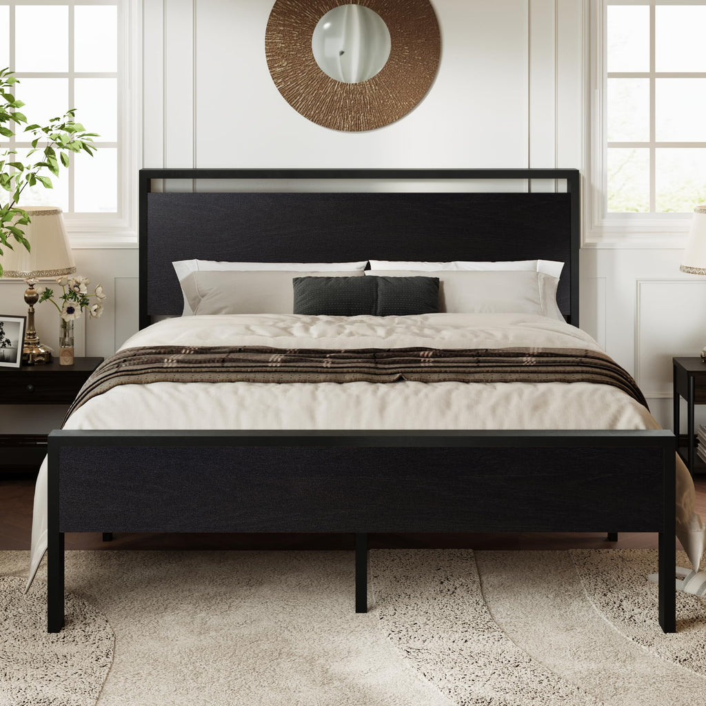 Queen Size Black Oak Bed Frame Y907