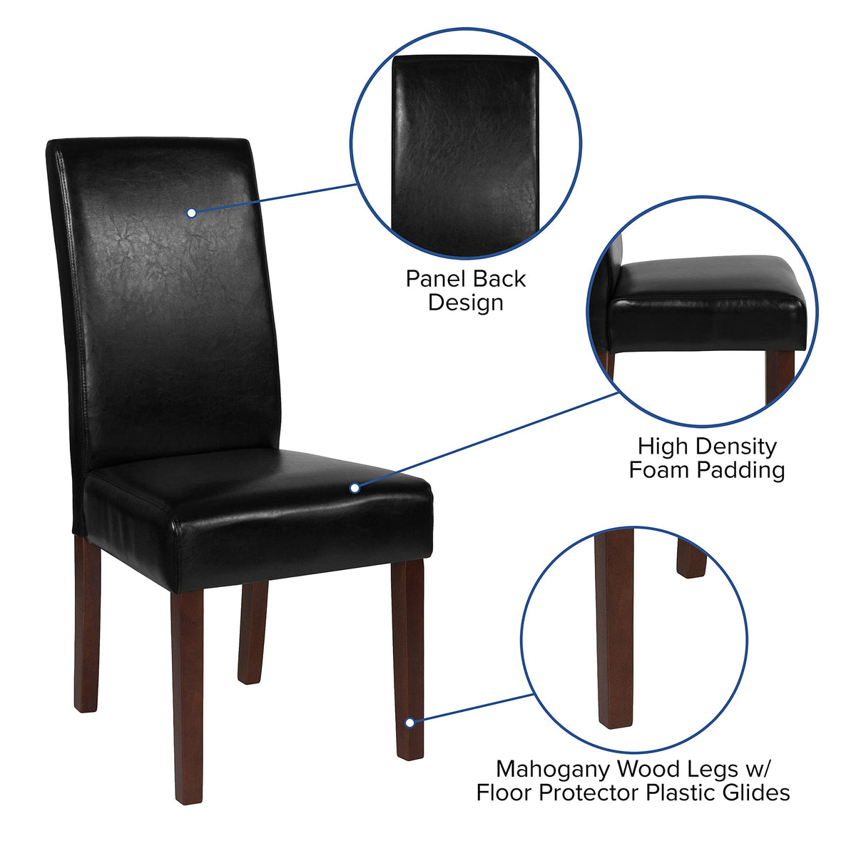Black Faux Leather Parsons Chair K493149