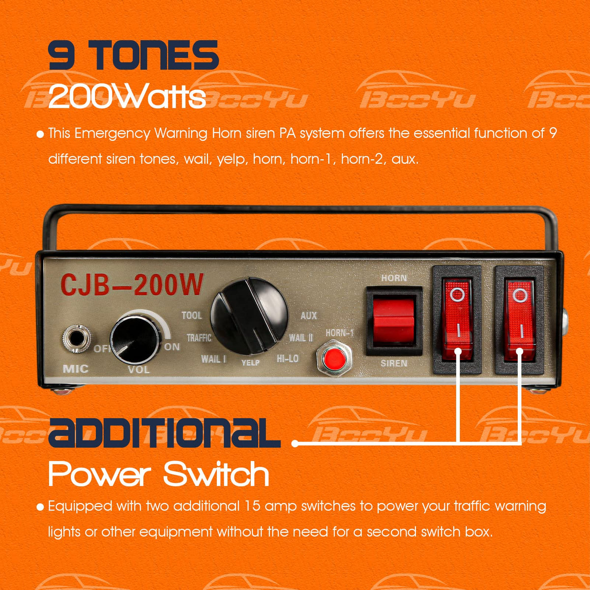 12V 200W Emergency Siren PA System with Handheld Microphone M609004