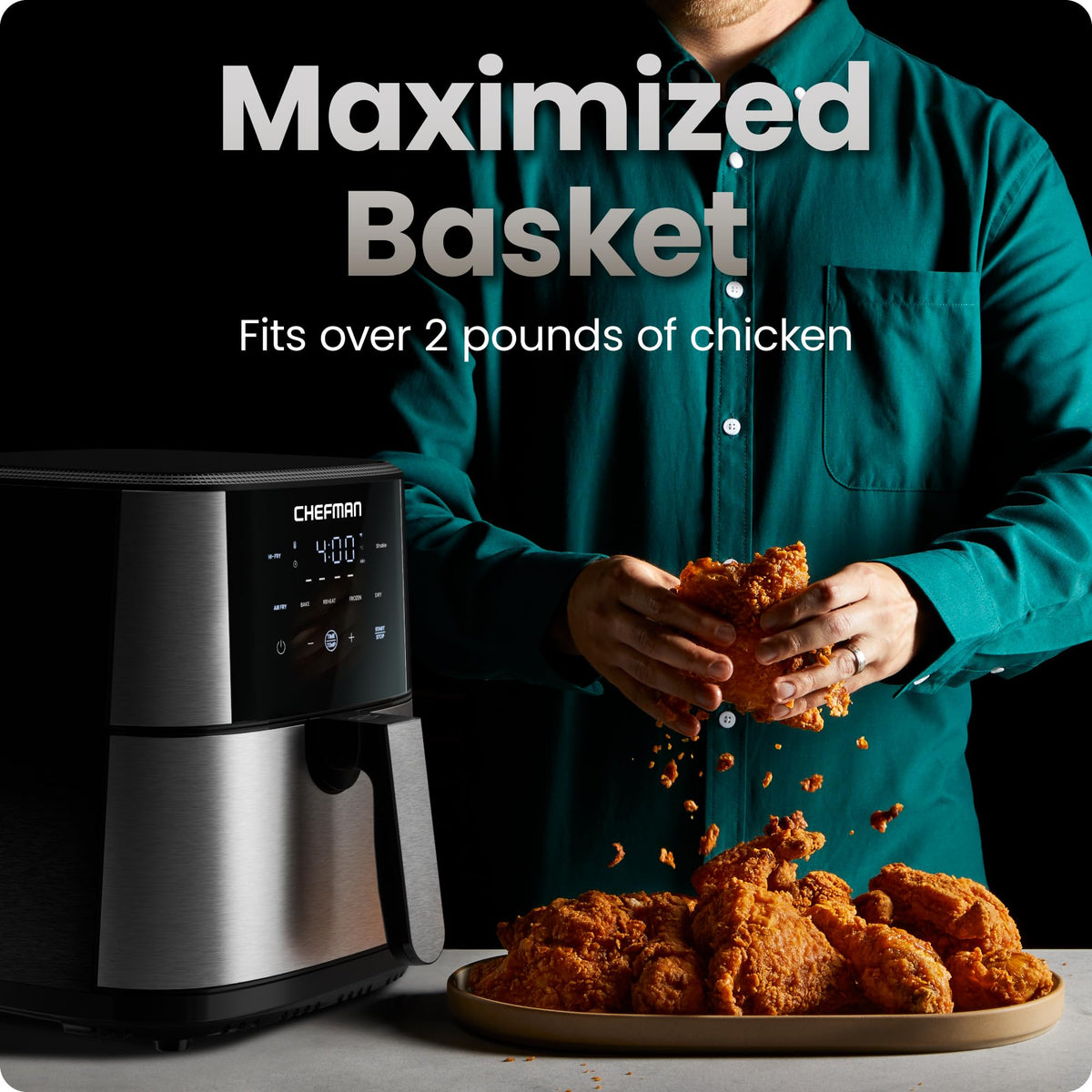 6 Qt 5-in-1 Nonstick Stainless Steel Air Fryer Y665841