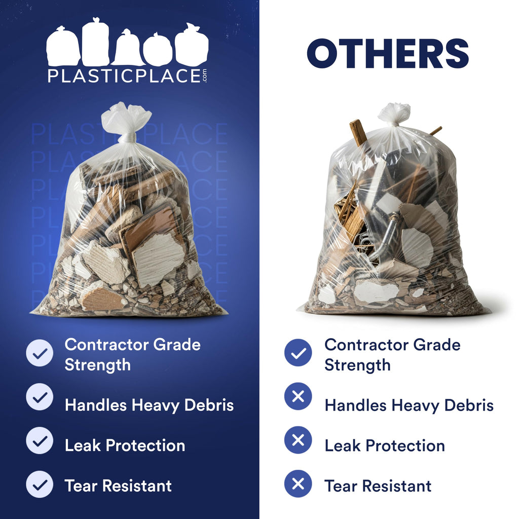 42 Gallon Clear Heavy Duty Trash Bags 4.0 Mil 50 Case S2787
