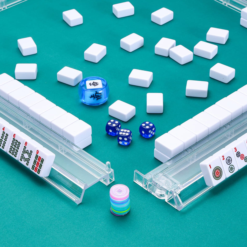 Clear Acrylic Mahjong Tile Rack and Pusher Set of 4 R237
