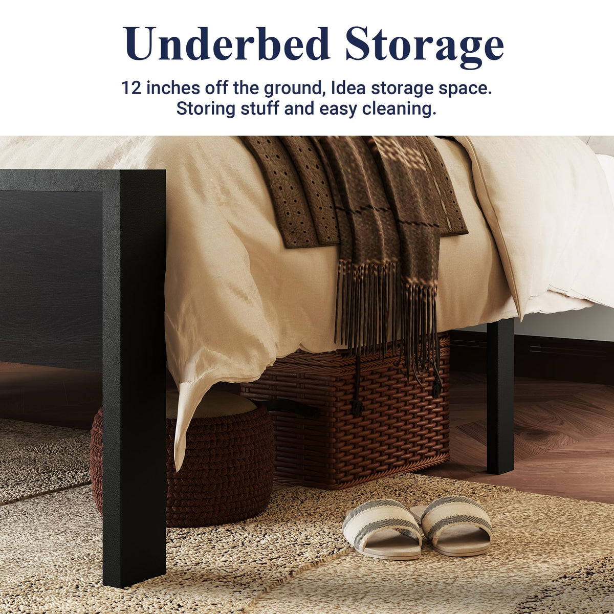 Queen Size Black Oak Bed Frame Y907