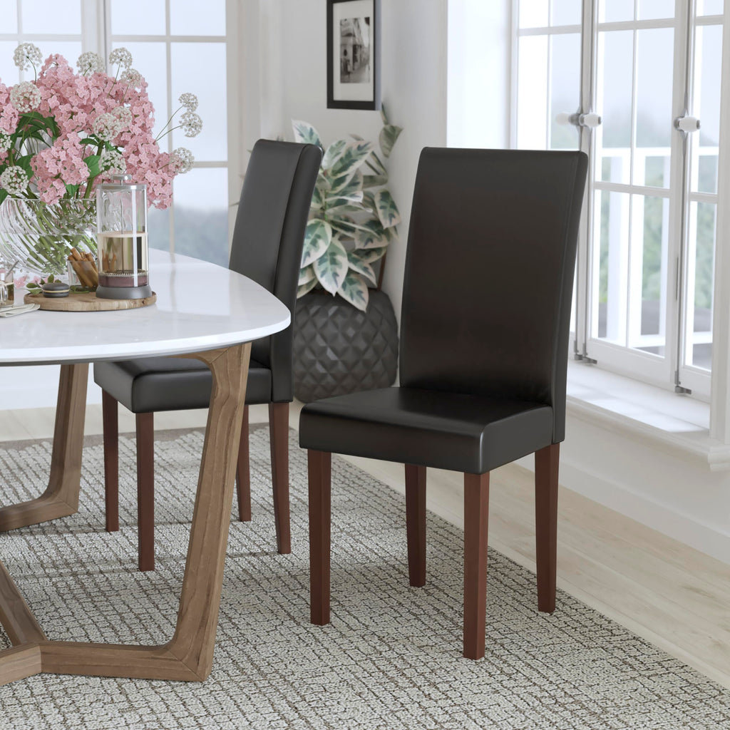 Black Faux Leather Parsons Chair K493149