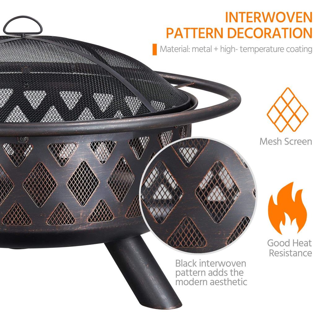 36in Wood Burning Fire Pit with Spark Screen A353