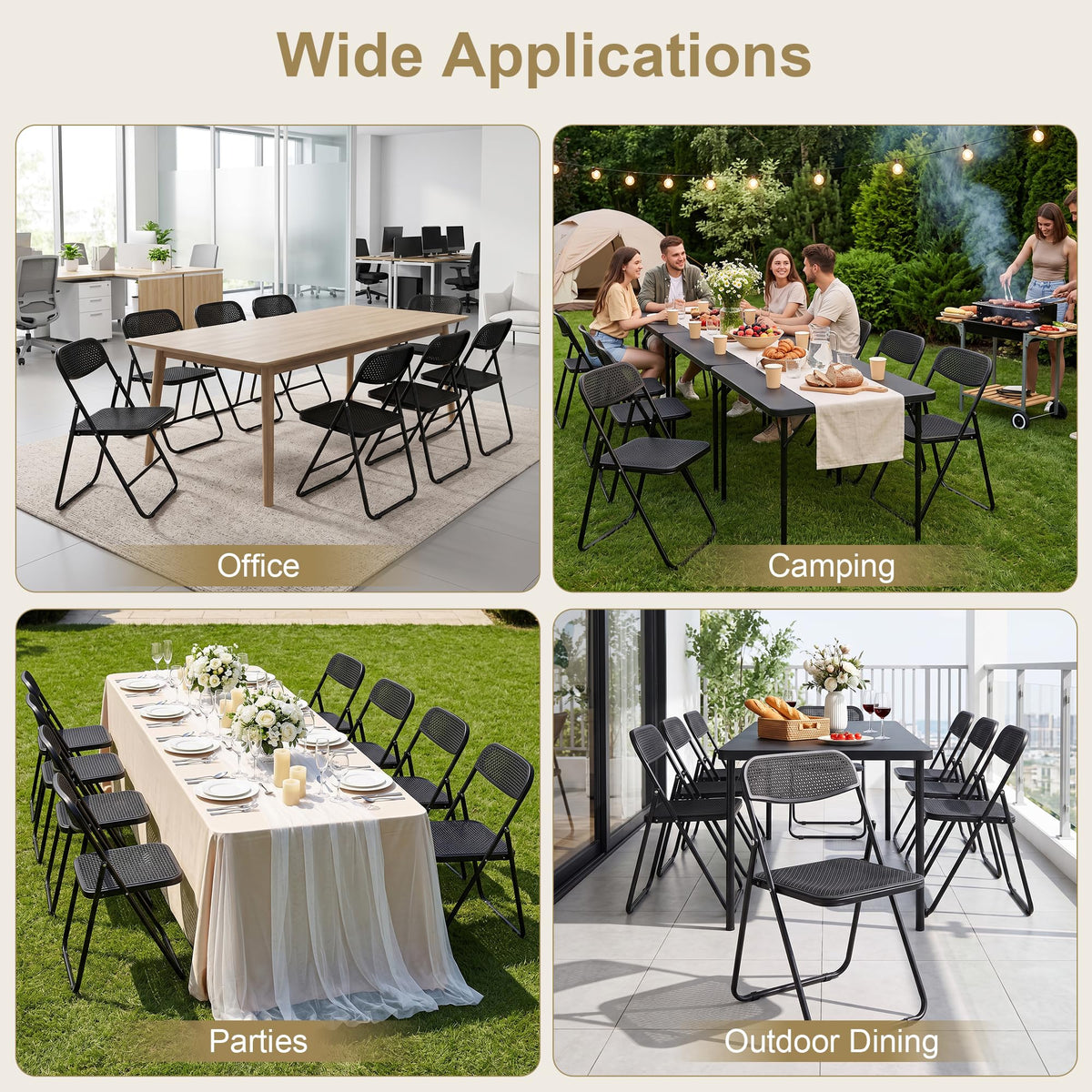 Black Plastic Folding Chairs 10 Pack N1437