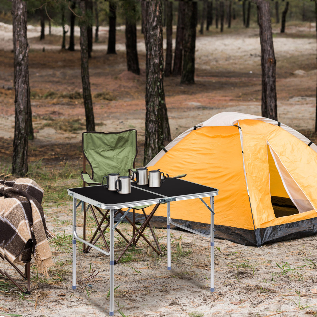 Portable Folding Camping Table Black M355