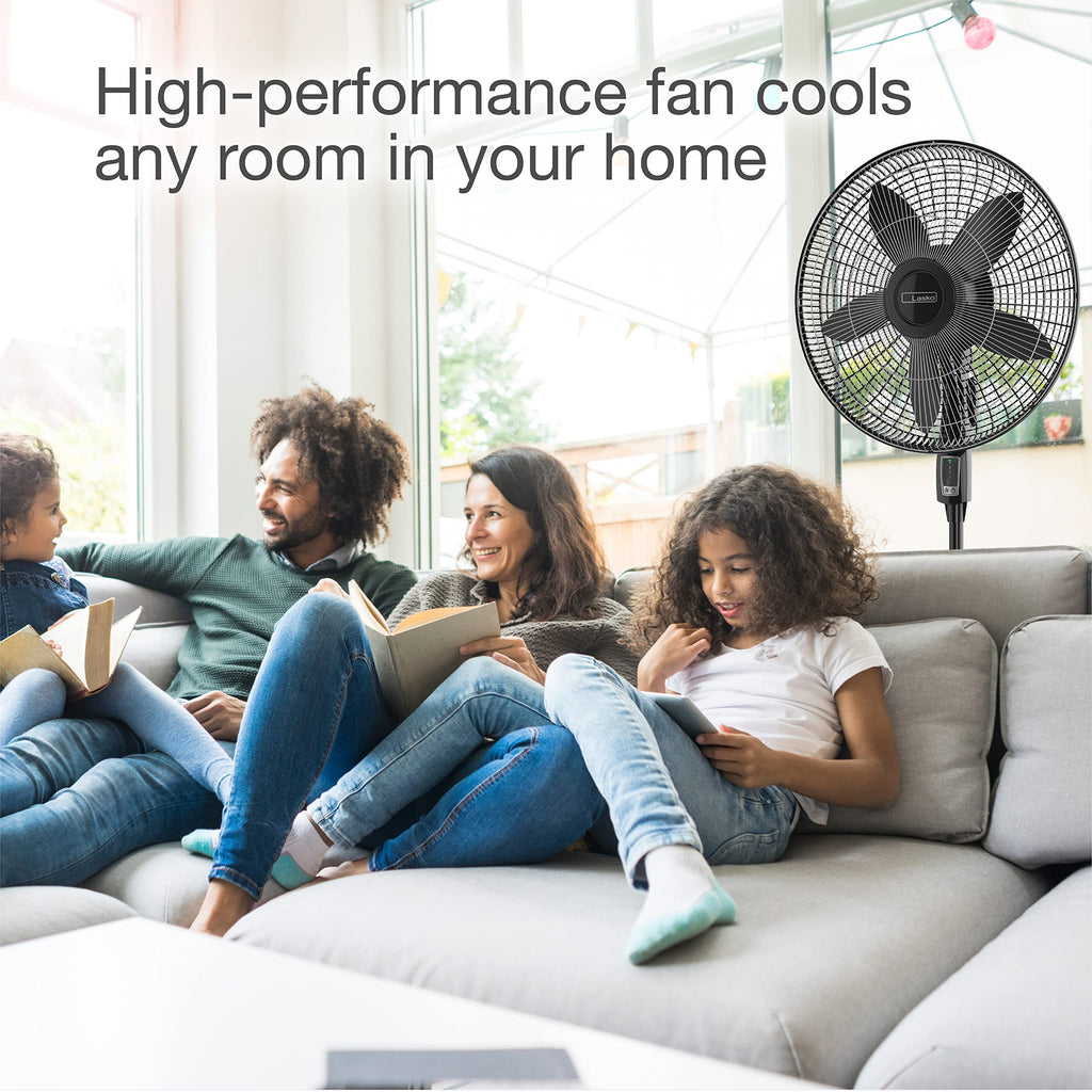 Oscillating Pedestal Fan, Adjustable Height, Remote Control, 4 Speeds, 18", Black R759