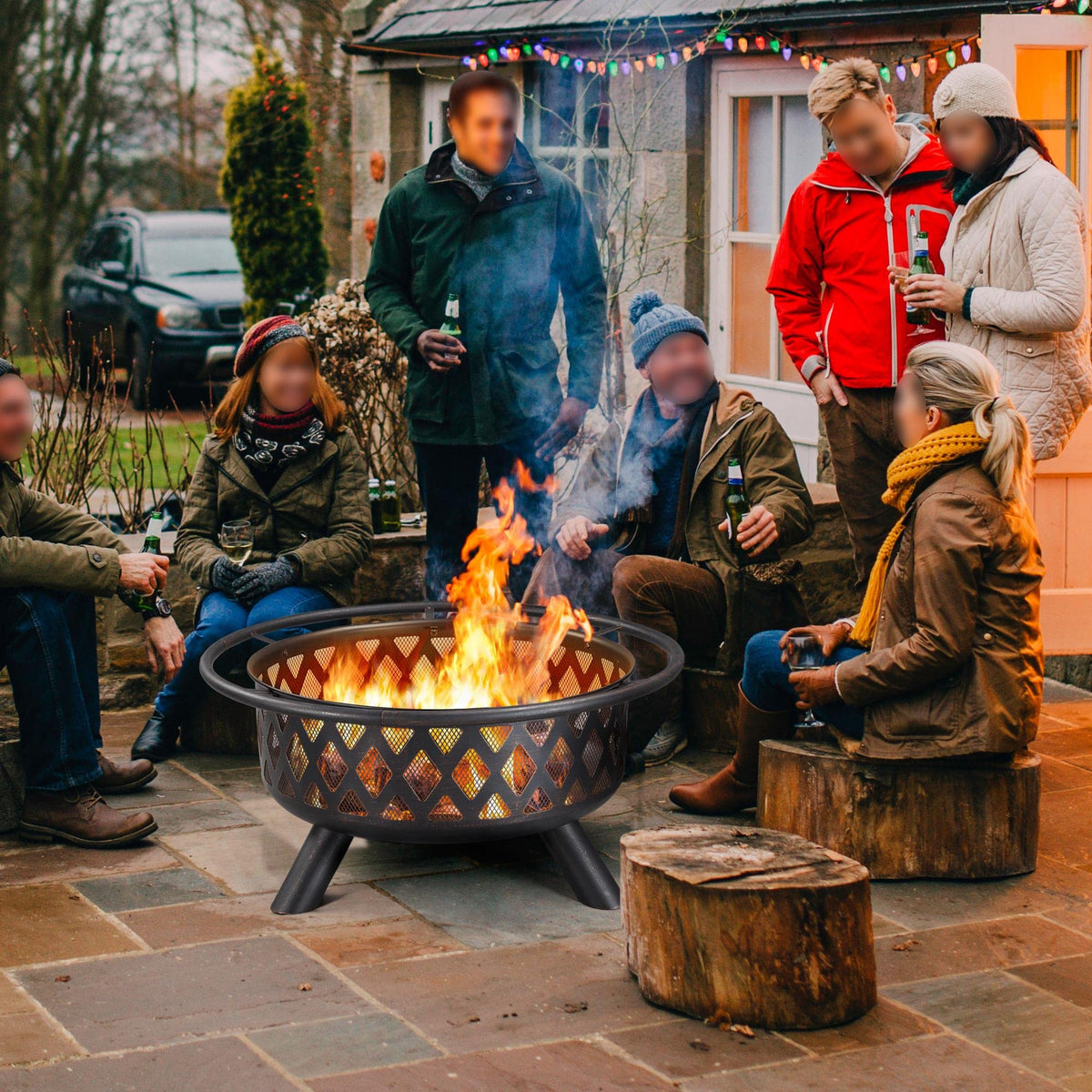 36in Wood Burning Fire Pit with Spark Screen A353
