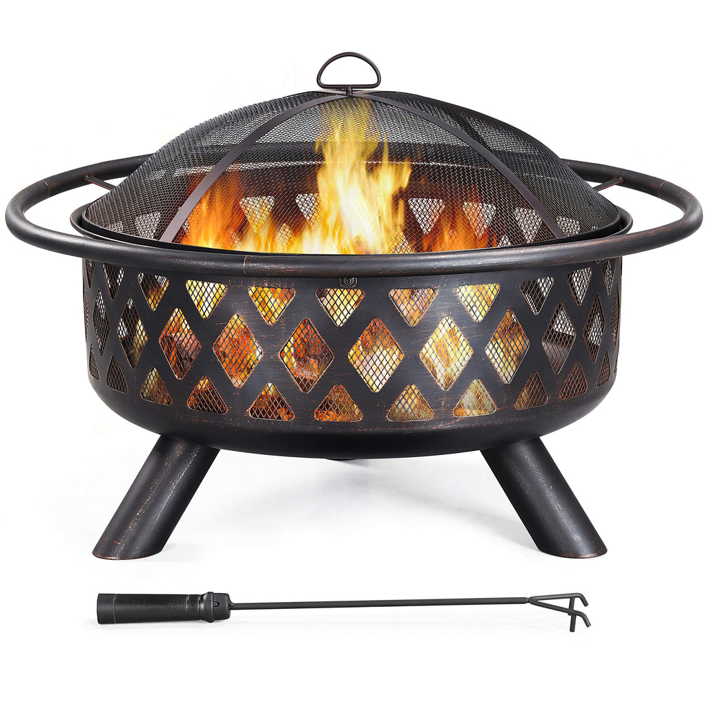 36in Wood Burning Fire Pit with Spark Screen A353